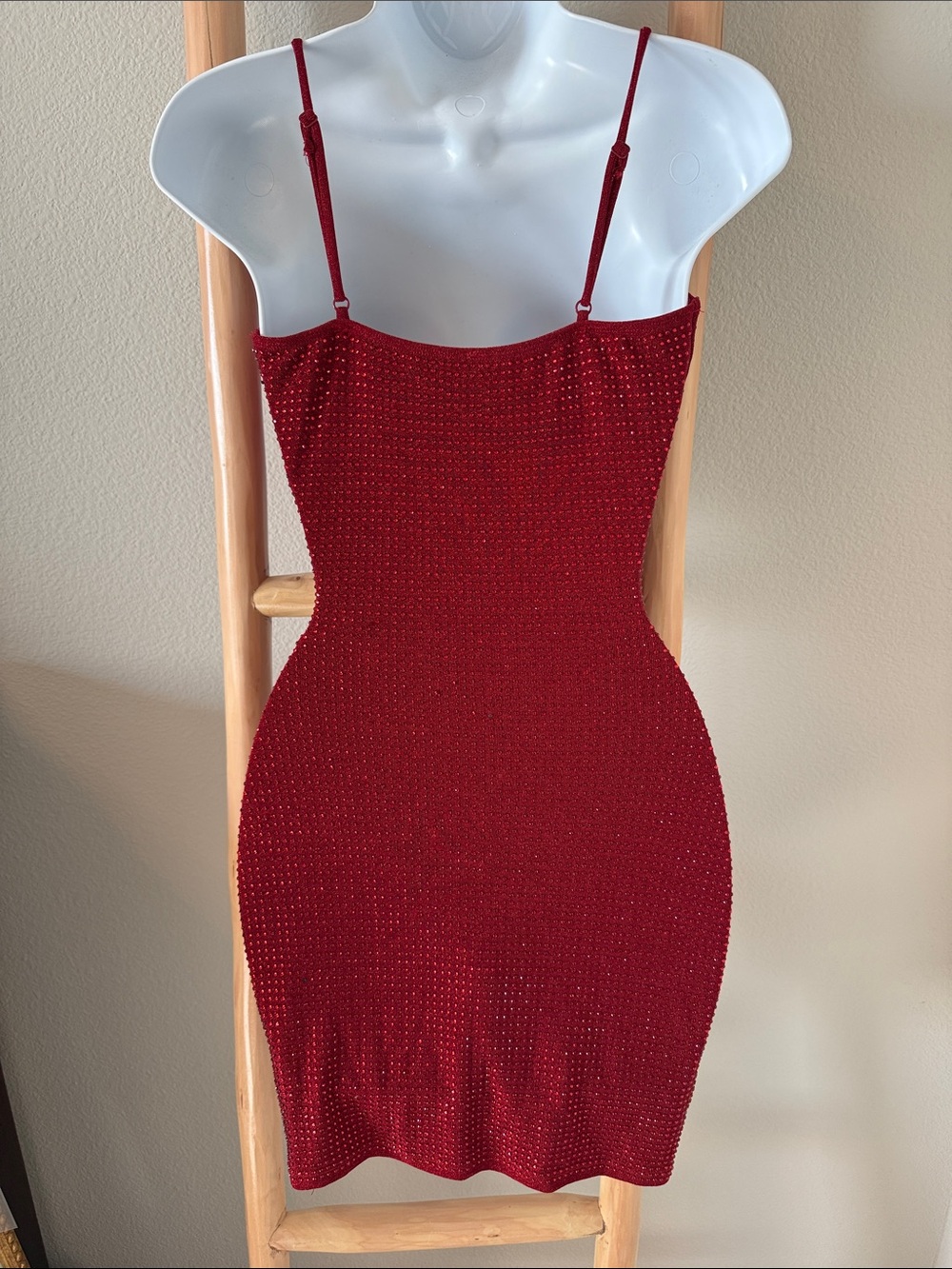 Windsor | Red Rhinestone Cowl Neck Mini Dress - Picture 4 of 9